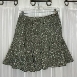 Wishlist Green Ruffled Skater Mini Skirt